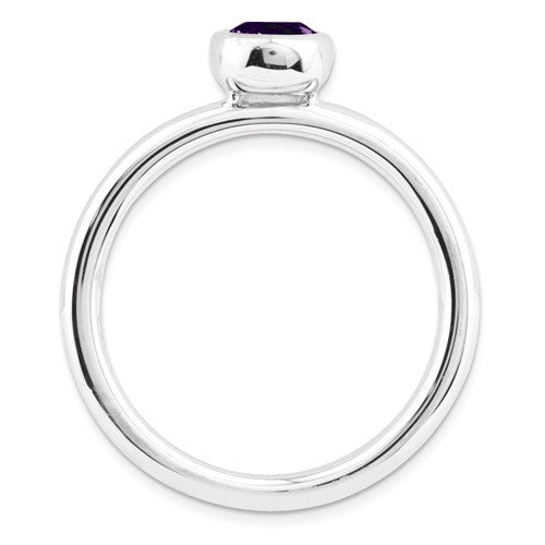 Sterling Silver Stackable Expressions Low 4mm Round Amethyst Ring- Sparkle & Jade-SparkleAndJade.com 