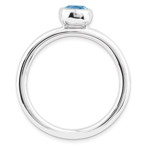 Sterling Silver Stackable Expressions Low 5mm Round Blue Topaz Ring- Sparkle & Jade-SparkleAndJade.com 