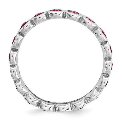 Sterling Silver Stackable Expressions October Pink Swarovski Eternity Ring- Sparkle & Jade-SparkleAndJade.com 