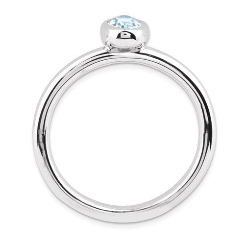 Sterling Silver Stackable Expressions Oval Light Aquamarine Ring- Sparkle & Jade-SparkleAndJade.com 