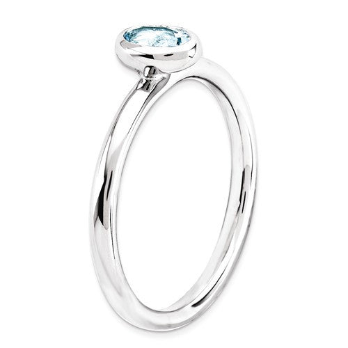 Sterling Silver Stackable Expressions Oval Light Aquamarine Ring- Sparkle & Jade-SparkleAndJade.com 