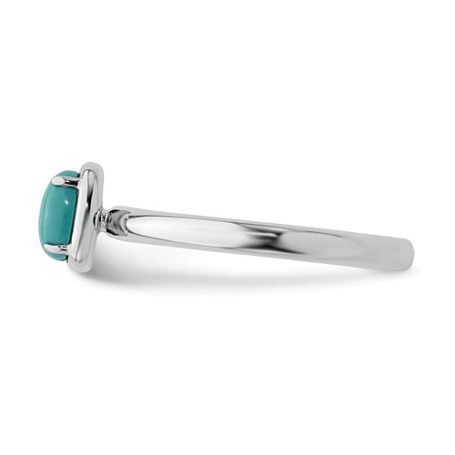 Sterling Silver Stackable Expressions Oval Turquoise Ring- Sparkle & Jade-SparkleAndJade.com 