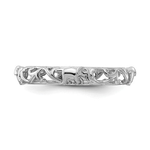 Sterling Silver Stackable Expressions Patterned Elephant Ring- Sparkle & Jade-SparkleAndJade.com 