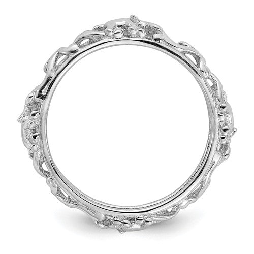 Sterling Silver Stackable Expressions Patterned Elephant Ring- Sparkle & Jade-SparkleAndJade.com 
