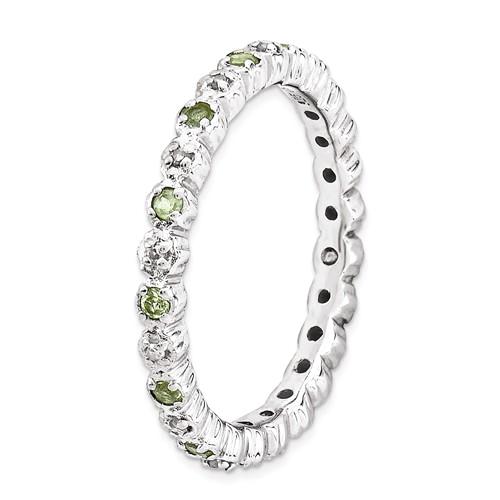 Sterling Silver Stackable Expressions Peridot & Diamond Alternating Eternity Ring- Sparkle & Jade-SparkleAndJade.com 