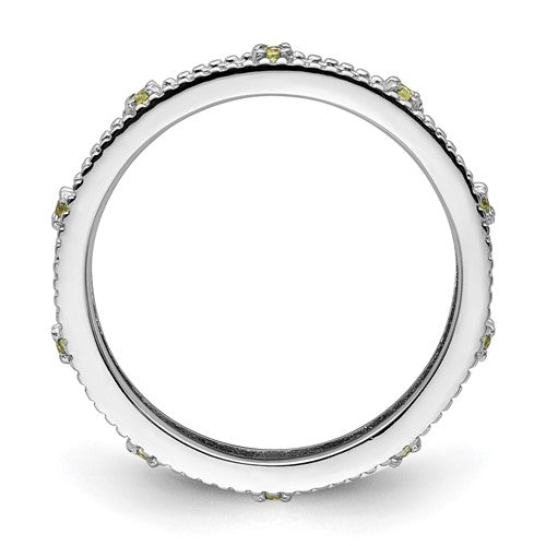 Sterling Silver Stackable Expressions Peridot Filigree Ring- Sparkle & Jade-SparkleAndJade.com 