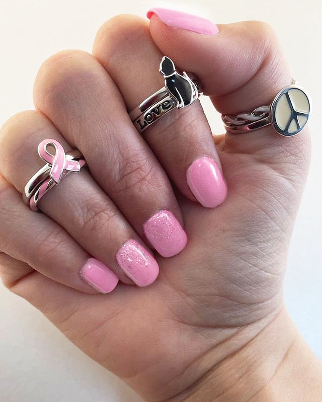 Sterling Silver Stackable Expressions Pink Awareness Ribbon Ring