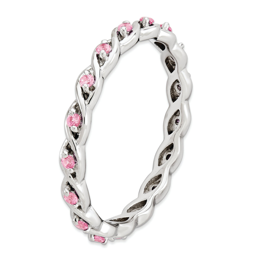 Sterling Silver Stackable Expressions Pink Sapphire Twist Eternity Ring- Sparkle & Jade-SparkleAndJade.com 