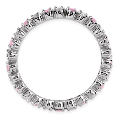 Sterling Silver Stackable Expressions Pink Tourmaline & Diamond Alternating Eternity Ring- Sparkle & Jade-SparkleAndJade.com 