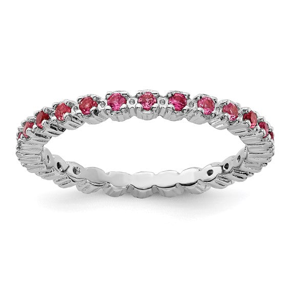 Sterling Silver Stackable Expressions Pink Tourmaline Eternity Ring
