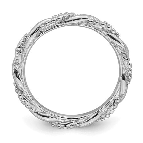 Sterling Silver Stackable Expressions Beaded Twist Ring- Sparkle & Jade-SparkleAndJade.com 