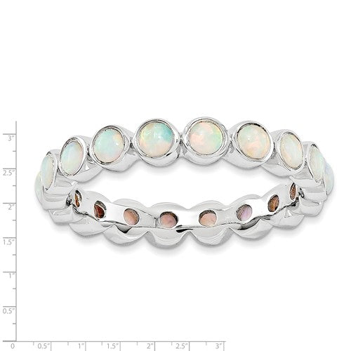Sterling Silver Stackable Expressions Round Created Opal Eternity Ring- Sparkle & Jade-SparkleAndJade.com 