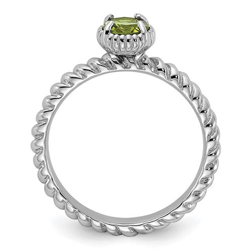 Sterling Silver Stackable Expressions Round Peridot Ring- Sparkle & Jade-SparkleAndJade.com 