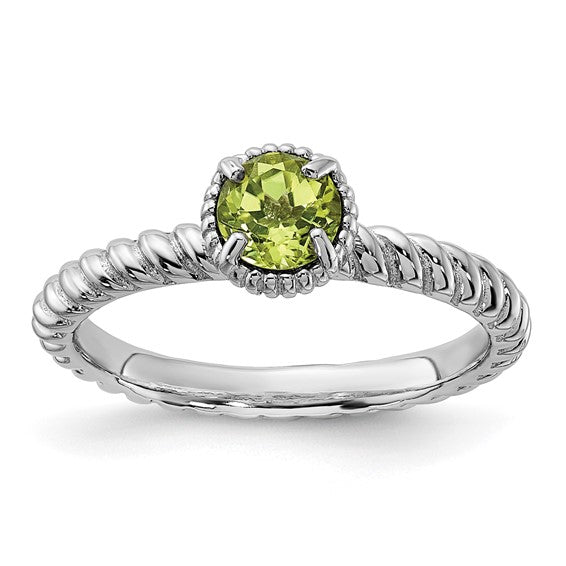 Sterling Silver Stackable Expressions Round Peridot Ring- Sparkle & Jade-SparkleAndJade.com 