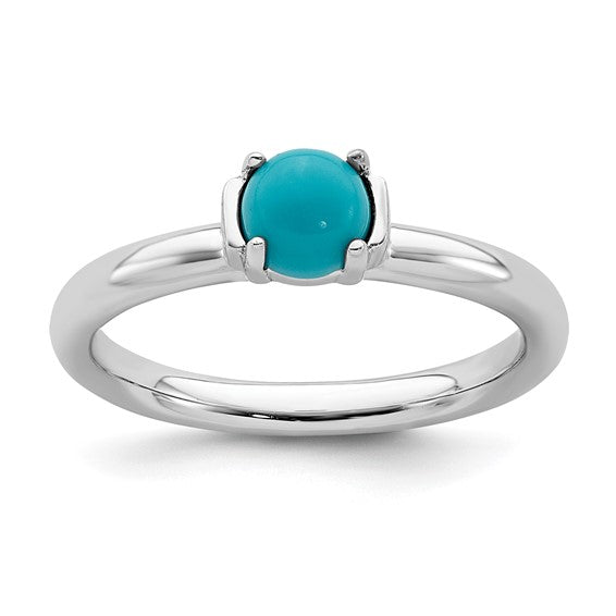 Sterling Silver Stackable Expressions Round Turquoise Ring- Sparkle & Jade-SparkleAndJade.com 