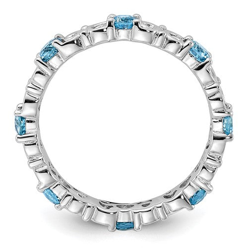 Sterling Silver Stackable Expressions Sky Blue Topaz Filigree Ring- Sparkle & Jade-SparkleAndJade.com 