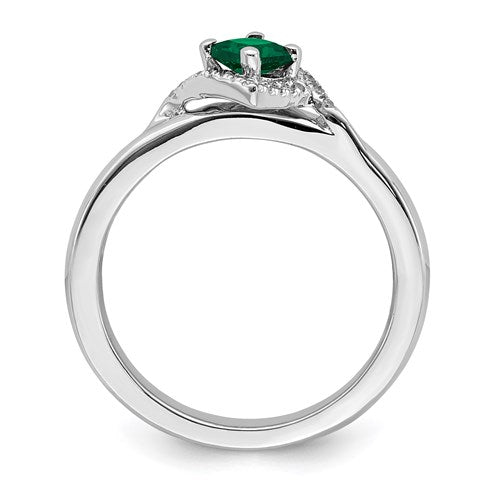 Sterling Silver Stackable Expressions Square Created Emerald Diamond Ring- Sparkle & Jade-SparkleAndJade.com 