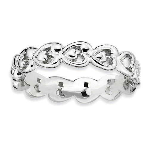 Sterling Silver Stackable Expressions Surrounding Hearts Eternity Ring- Sparkle & Jade-SparkleAndJade.com 