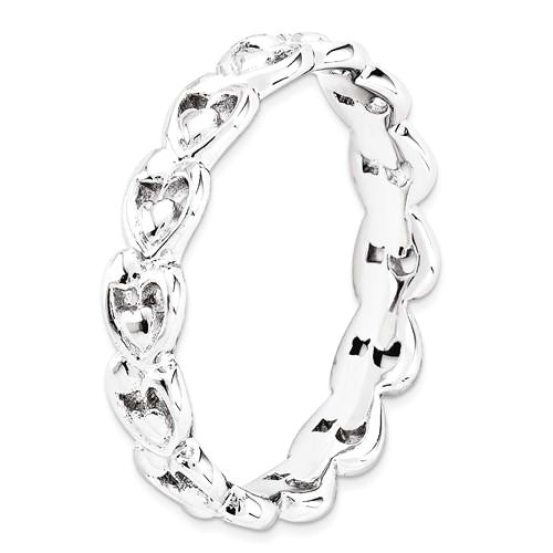 Sterling Silver Stackable Expressions Surrounding Hearts Eternity Ring- Sparkle & Jade-SparkleAndJade.com 