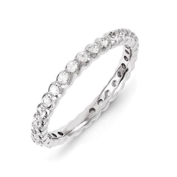 Sterling Silver Stackable Expressions White Sapphire Eternity Ring- Sparkle & Jade-SparkleAndJade.com 