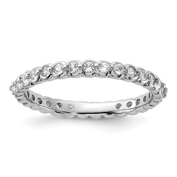 Sterling Silver Stackable Expressions White Sapphire Eternity Ring- Sparkle & Jade-SparkleAndJade.com 
