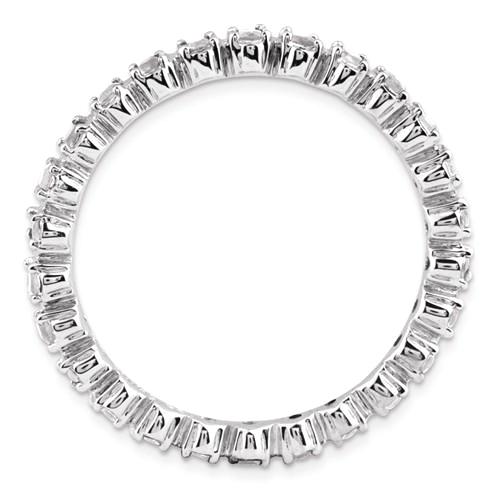 Sterling Silver Stackable Expressions White Topaz & Diamond Alternating Eternity Ring- Sparkle & Jade-SparkleAndJade.com 