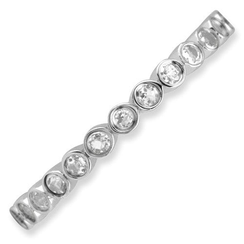 Sterling Silver Stackable Expressions White Topaz Small Bezel Ring- Sparkle & Jade-SparkleAndJade.com 