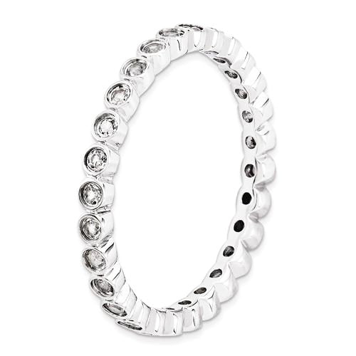 Sterling Silver Stackable Expressions White Topaz Small Bezel Ring- Sparkle & Jade-SparkleAndJade.com 