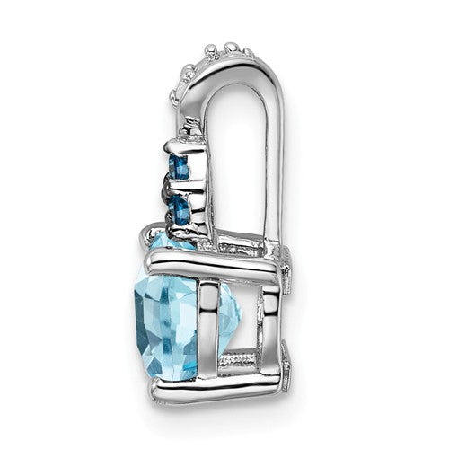 Sterling Silver Swiss Blue, London Blue Topaz & Diamond 14mm Pendant- Sparkle & Jade-SparkleAndJade.com QP5025BT