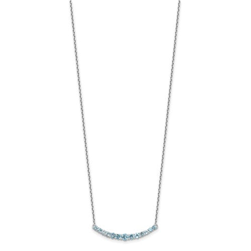 Sterling Silver Swiss Blue Topaz Lined Curved Bar Pendant Necklace- Sparkle & Jade-SparkleAndJade.com QX990BT-18