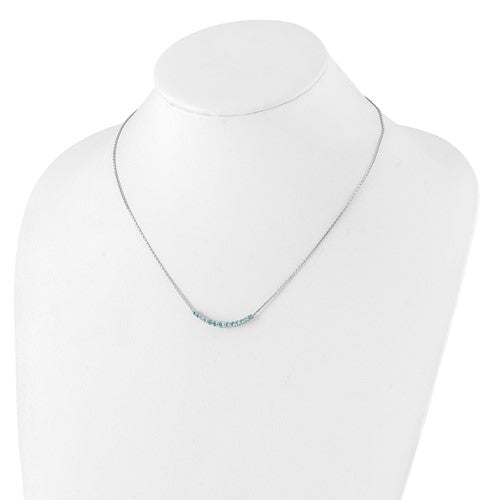 Sterling Silver Swiss Blue Topaz Lined Curved Bar Pendant Necklace- Sparkle & Jade-SparkleAndJade.com QX990BT-18