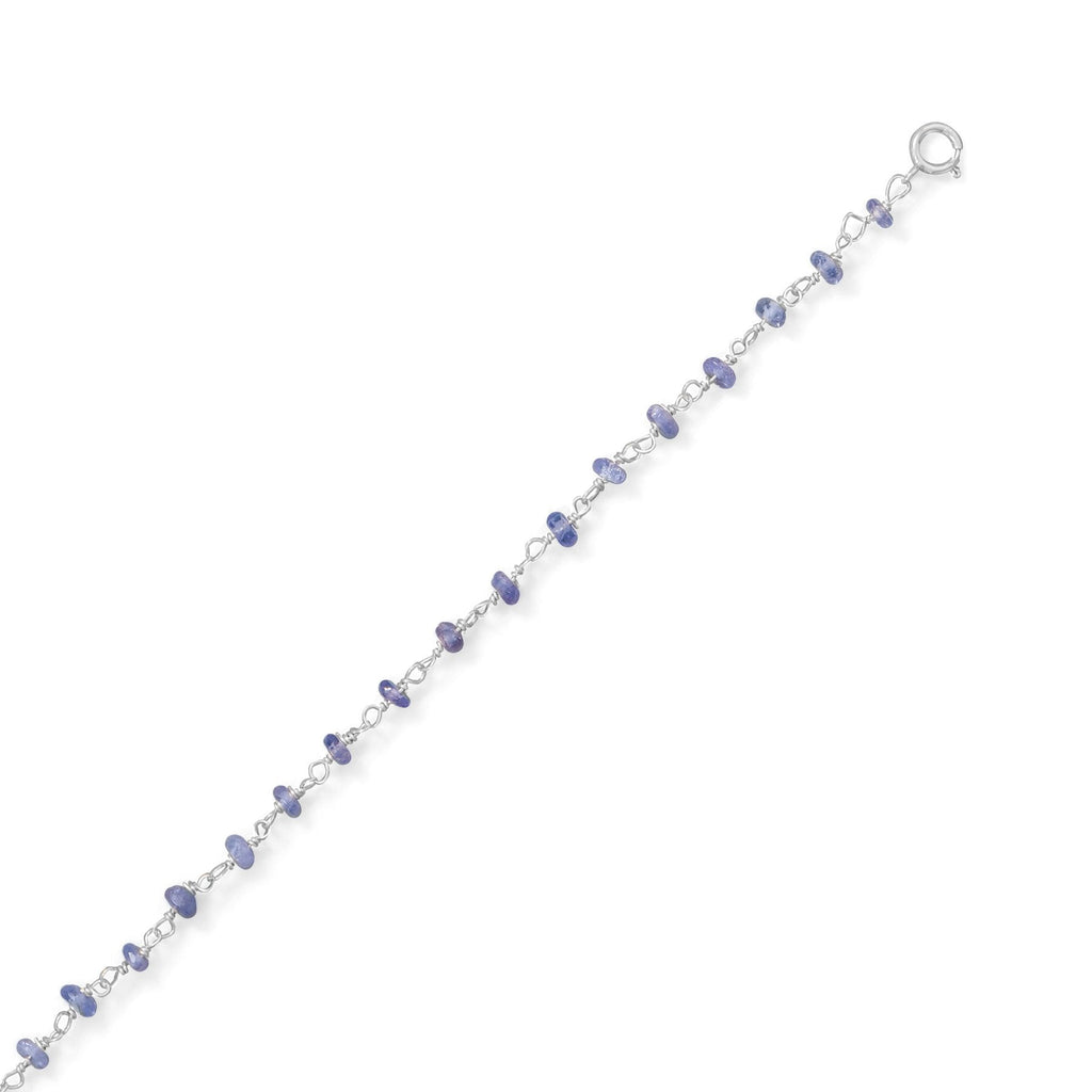 Sterling Silver Tanzanite Bead Anklet- Sparkle & Jade-SparkleAndJade.com 92111