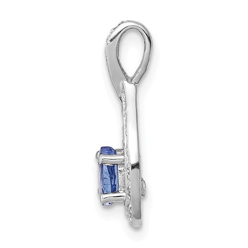 Sterling Silver Tanzanite & Diamond Pendant- Sparkle & Jade-SparkleAndJade.com QDX955