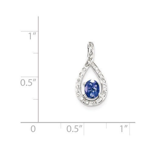 Sterling Silver Tanzanite & Diamond Pendant- Sparkle & Jade-SparkleAndJade.com QDX955