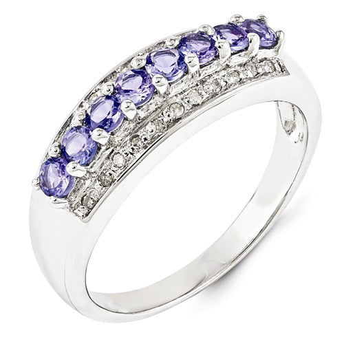Sterling Silver Tanzanite & Diamond Ring- Sparkle & Jade-SparkleAndJade.com 