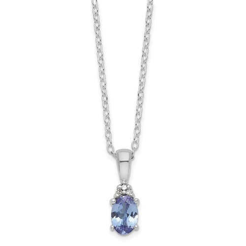 Sterling Silver Tanzanite and Diamond Necklace- Sparkle & Jade-SparkleAndJade.com PXS2863/TANZ-SSAS45