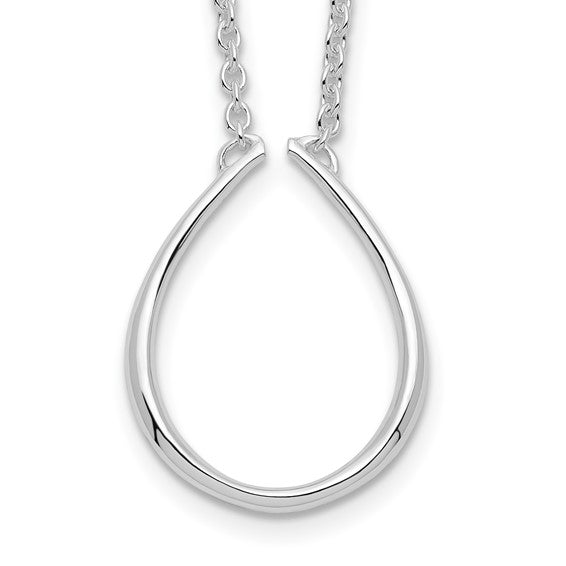 Sterling Silver Teardrop Charm Holder 17in Necklace- Sparkle & Jade-SparkleAndJade.com QG3128-17