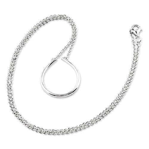 Sterling Silver Teardrop Charm Holder 17in Necklace- Sparkle & Jade-SparkleAndJade.com QG3128-17
