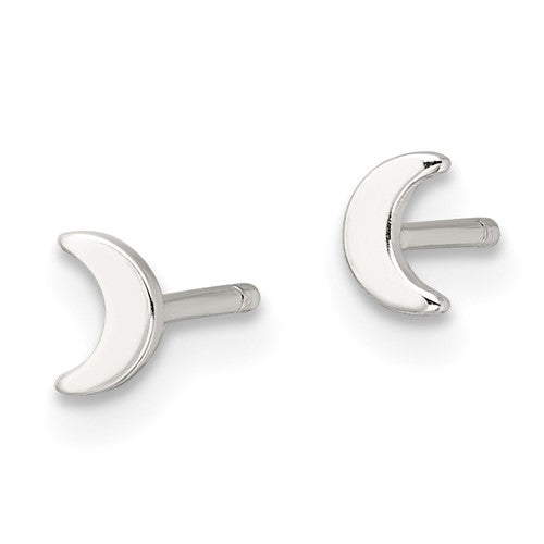Sterling Silver Tiny Moon Post Earrings- Sparkle & Jade-SparkleAndJade.com QE17546