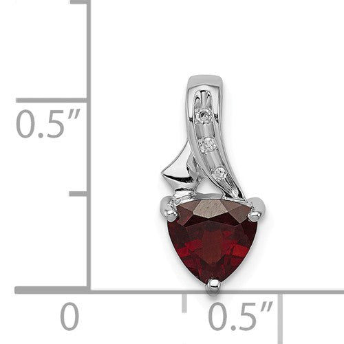 Sterling Silver Trillion Garnet And Diamond Pendant- Sparkle & Jade-SparkleAndJade.com QP3173GA