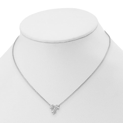 Sterling Silver Triple CZ Star With 14" + 1.25" Ext. Pendant Choker Necklace- Sparkle & Jade-SparkleAndJade.com QG5695-14.5