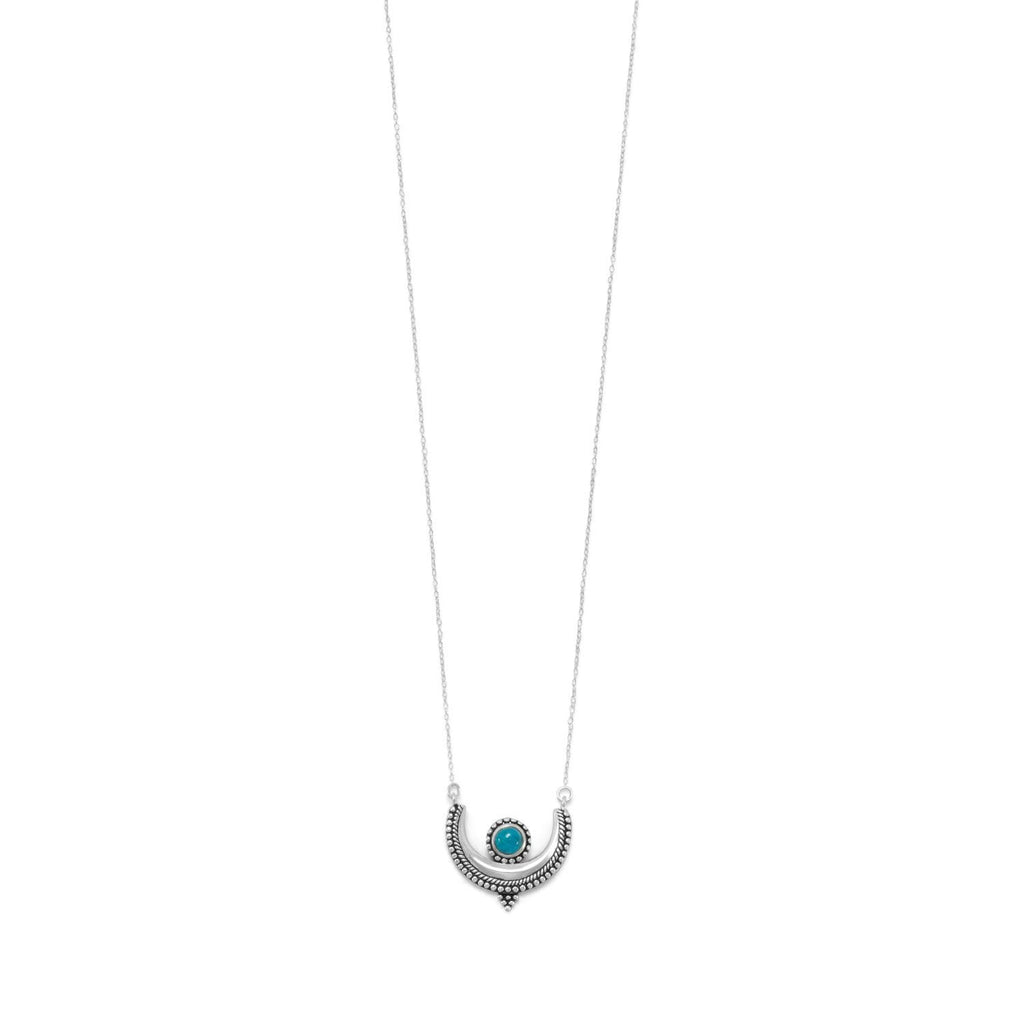 Sterling Silver Turquoise Crescent Pendant Necklace- Sparkle & Jade-SparkleAndJade.com 34115
