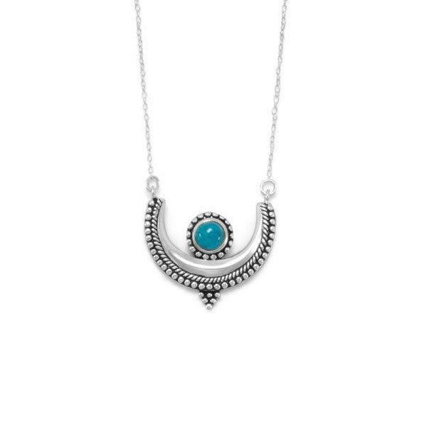 Sterling Silver Turquoise Crescent Pendant Necklace- Sparkle & Jade-SparkleAndJade.com 34115