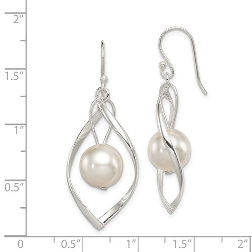 Sterling Silver Twist with Pearl Dangle Earrings- Sparkle & Jade-SparkleAndJade.com QE8960
