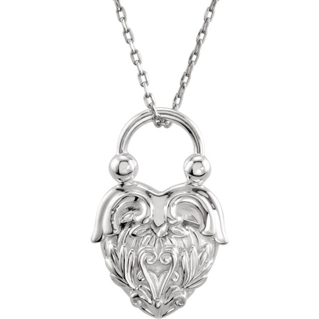 Sterling Silver Vintage-Inspired Heart Design Pendant or Necklace- Sparkle & Jade-SparkleAndJade.com 