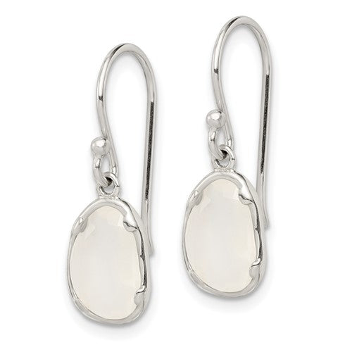 Sterling Silver White Chalcedony Dangle Earrings- Sparkle & Jade-SparkleAndJade.com QE14275