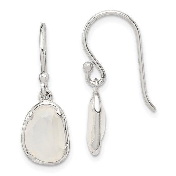 Sterling Silver White Chalcedony Dangle Earrings- Sparkle & Jade-SparkleAndJade.com QE14275