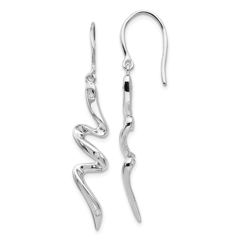 Sterling Silver White Ice 47mm Twist Diamond Dangle Earrings- Sparkle & Jade-SparkleAndJade.com QW251