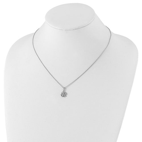 Sterling Silver White Ice Diamond Clover Pendant Necklace- Sparkle & Jade-SparkleAndJade.com QW448-18