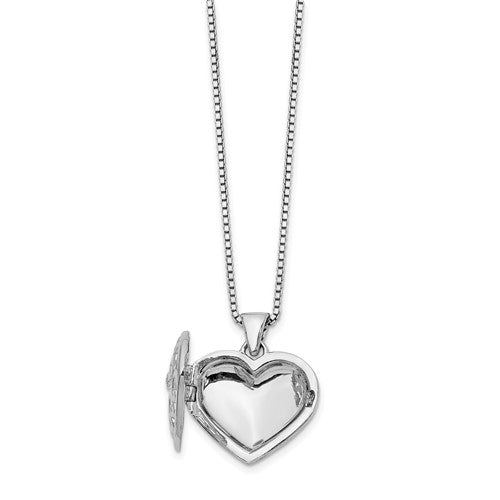 Sterling Silver 'White Ice' Diamond Filigree Heart Locket Necklace- Sparkle & Jade-SparkleAndJade.com QW439-18